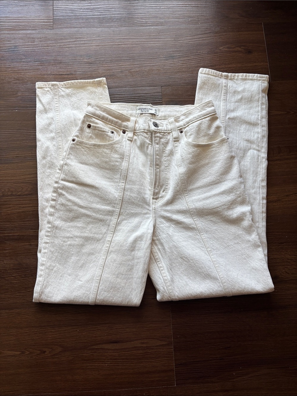 Abercrombie & Fitch Cream Straight Leg Jeans